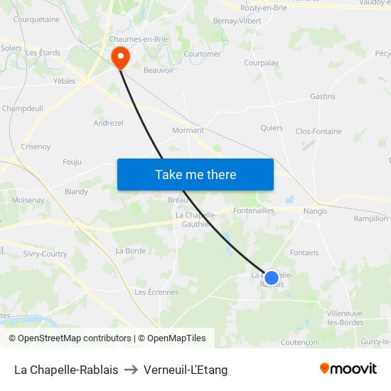 La Chapelle-Rablais to Verneuil-L'Etang map