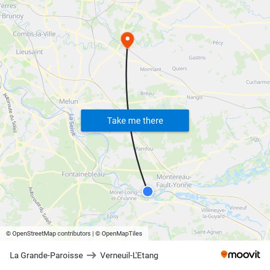 La Grande-Paroisse to Verneuil-L'Etang map