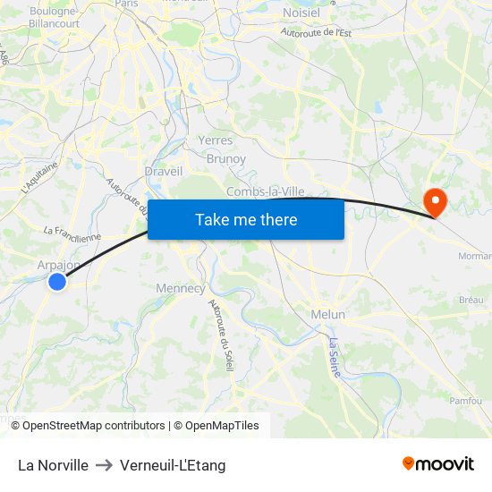 La Norville to Verneuil-L'Etang map