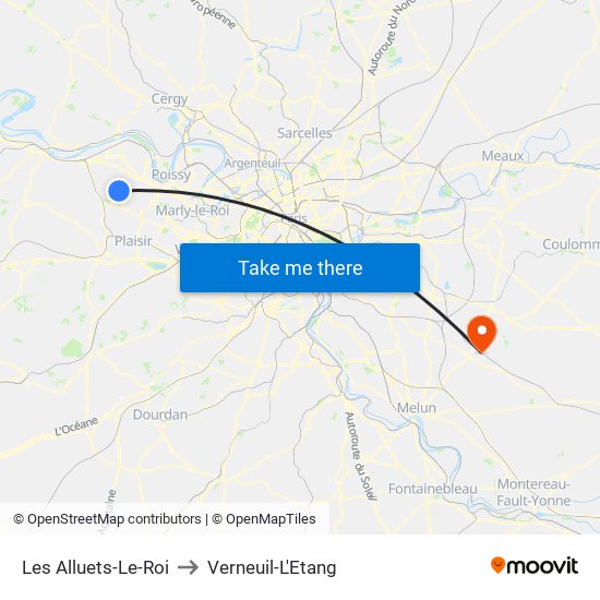 Les Alluets-Le-Roi to Verneuil-L'Etang map