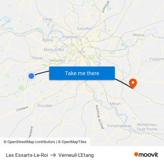 Les Essarts-Le-Roi to Verneuil-L'Etang map