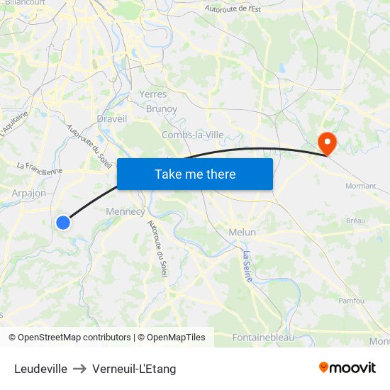 Leudeville to Verneuil-L'Etang map