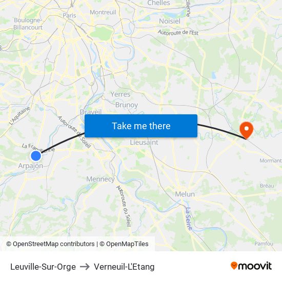 Leuville-Sur-Orge to Verneuil-L'Etang map