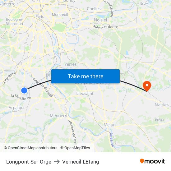 Longpont-Sur-Orge to Verneuil-L'Etang map