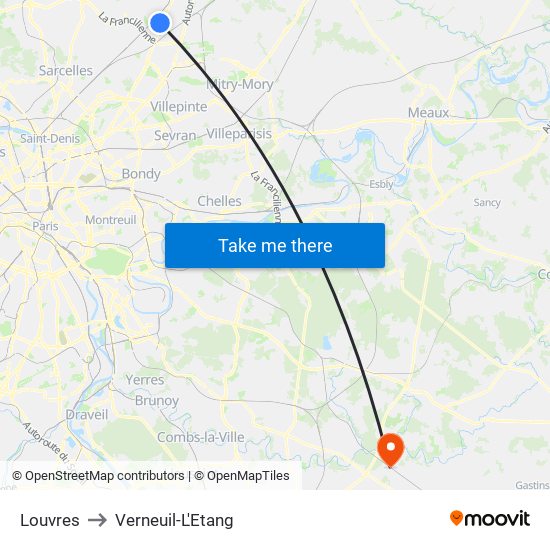 Louvres to Verneuil-L'Etang map