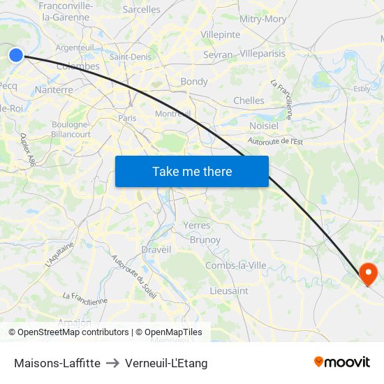 Maisons-Laffitte to Verneuil-L'Etang map