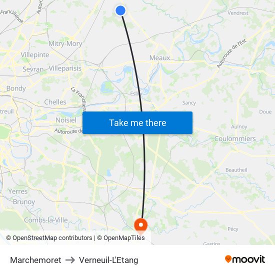 Marchemoret to Verneuil-L'Etang map