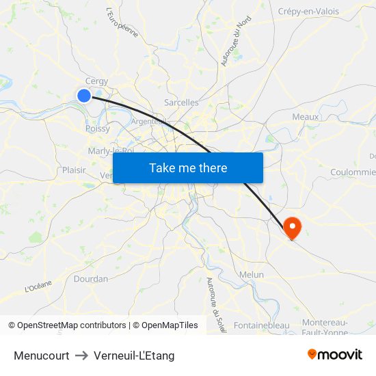 Menucourt to Verneuil-L'Etang map