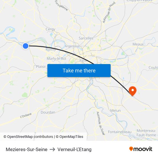 Mezieres-Sur-Seine to Verneuil-L'Etang map