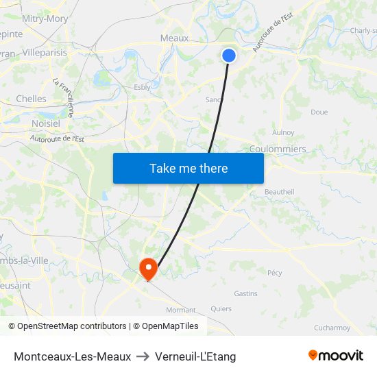 Montceaux-Les-Meaux to Verneuil-L'Etang map