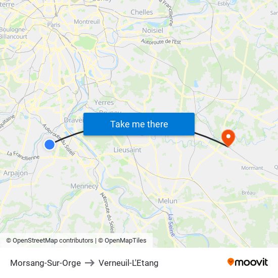 Morsang-Sur-Orge to Verneuil-L'Etang map