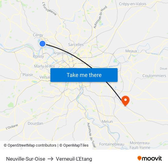 Neuville-Sur-Oise to Verneuil-L'Etang map