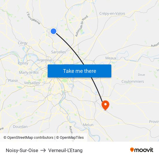 Noisy-Sur-Oise to Verneuil-L'Etang map