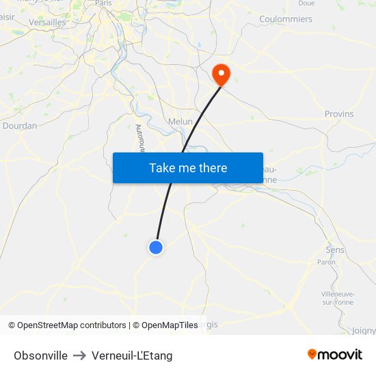 Obsonville to Verneuil-L'Etang map