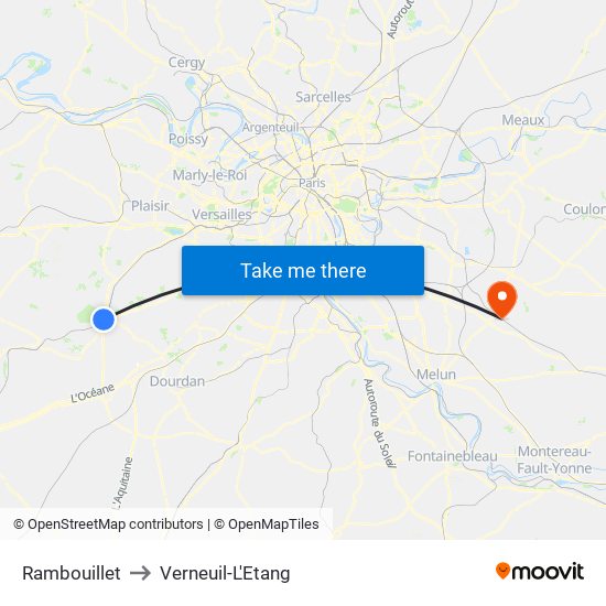 Rambouillet to Verneuil-L'Etang map