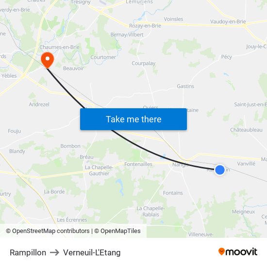Rampillon to Verneuil-L'Etang map