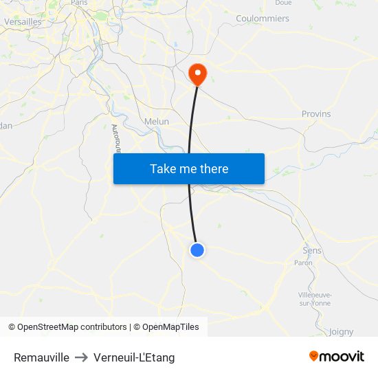 Remauville to Verneuil-L'Etang map