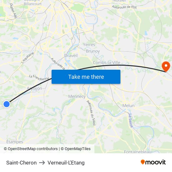 Saint-Cheron to Verneuil-L'Etang map