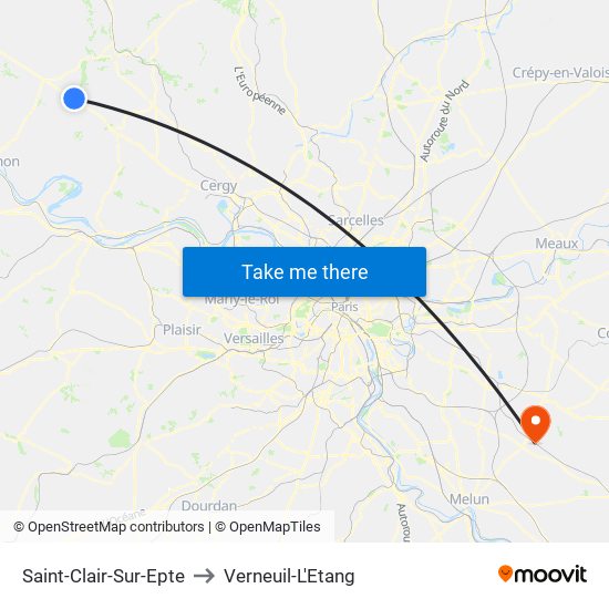 Saint-Clair-Sur-Epte to Verneuil-L'Etang map
