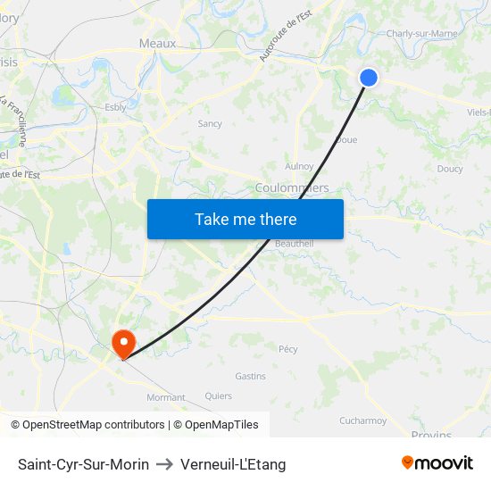 Saint-Cyr-Sur-Morin to Verneuil-L'Etang map