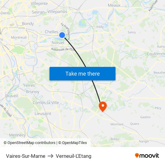 Vaires-Sur-Marne to Verneuil-L'Etang map