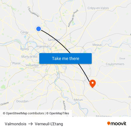 Valmondois to Verneuil-L'Etang map