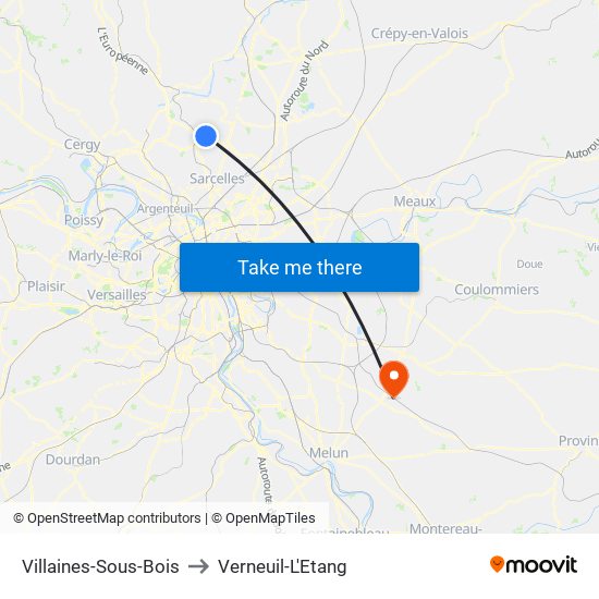 Villaines-Sous-Bois to Verneuil-L'Etang map