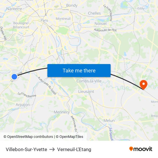 Villebon-Sur-Yvette to Verneuil-L'Etang map