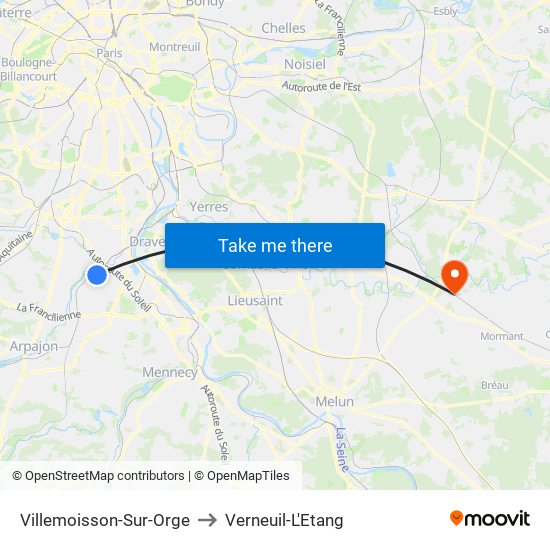 Villemoisson-Sur-Orge to Verneuil-L'Etang map