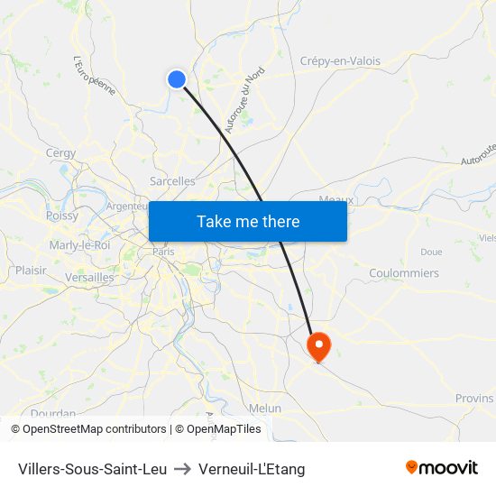 Villers-Sous-Saint-Leu to Verneuil-L'Etang map