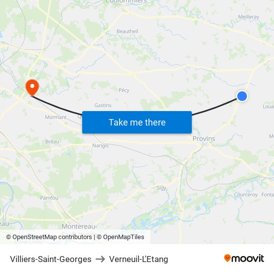 Villiers-Saint-Georges to Verneuil-L'Etang map