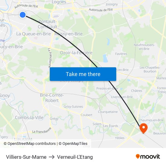 Villiers-Sur-Marne to Verneuil-L'Etang map
