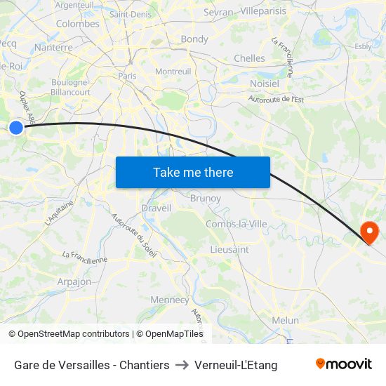 Gare de Versailles - Chantiers to Verneuil-L'Etang map
