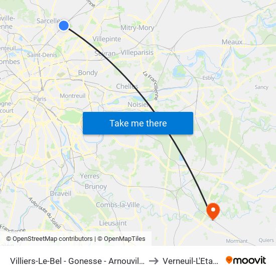 Villiers-Le-Bel - Gonesse - Arnouville to Verneuil-L'Etang map