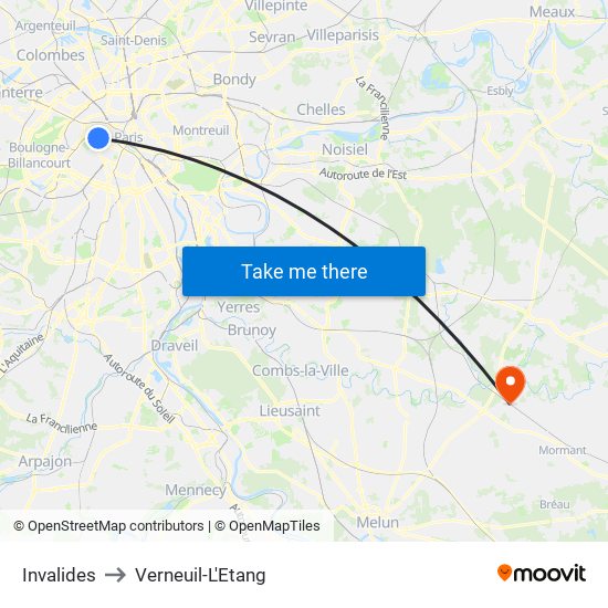 Invalides to Verneuil-L'Etang map