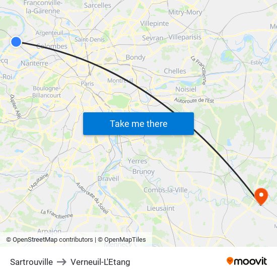 Sartrouville to Verneuil-L'Etang map