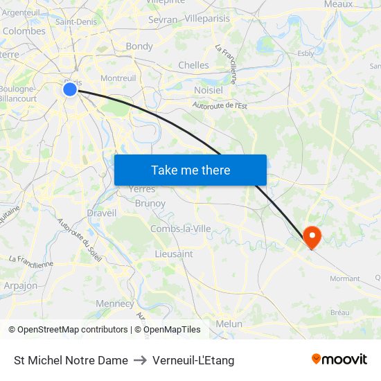 St Michel Notre Dame to Verneuil-L'Etang map