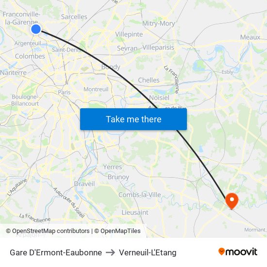 Gare D'Ermont-Eaubonne to Verneuil-L'Etang map