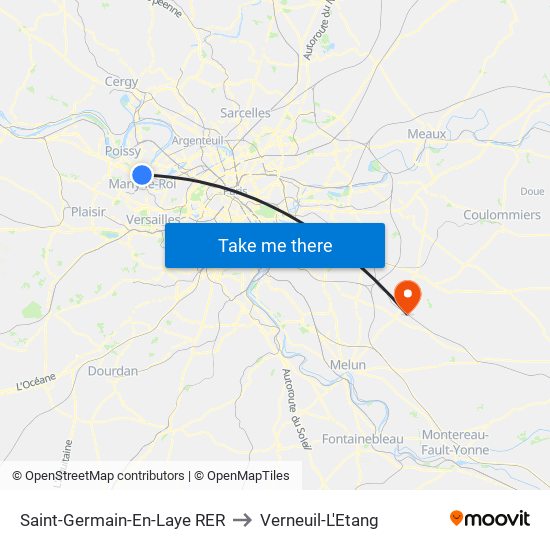 Saint-Germain-En-Laye RER to Verneuil-L'Etang map