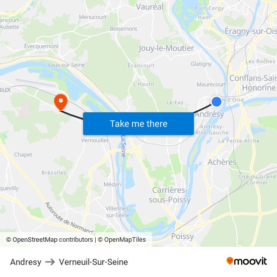 Andresy to Verneuil-Sur-Seine map