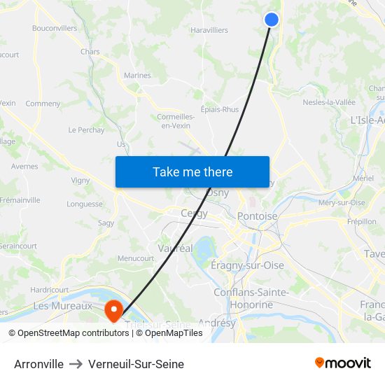 Arronville to Verneuil-Sur-Seine map