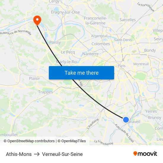 Athis-Mons to Verneuil-Sur-Seine map