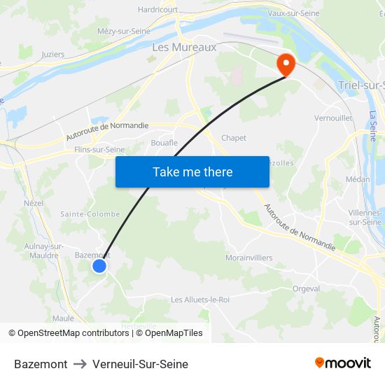 Bazemont to Verneuil-Sur-Seine map