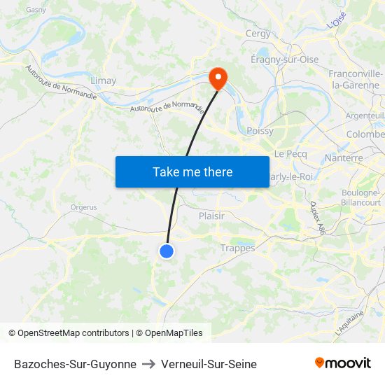 Bazoches-Sur-Guyonne to Verneuil-Sur-Seine map