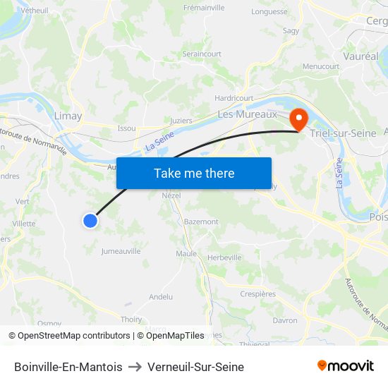Boinville-En-Mantois to Verneuil-Sur-Seine map