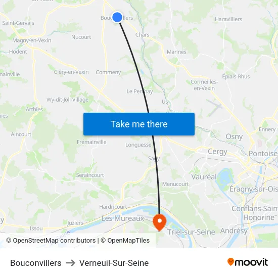 Bouconvillers to Verneuil-Sur-Seine map