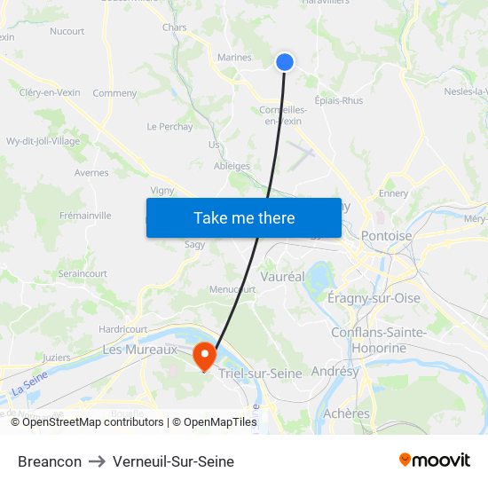 Breancon to Verneuil-Sur-Seine map