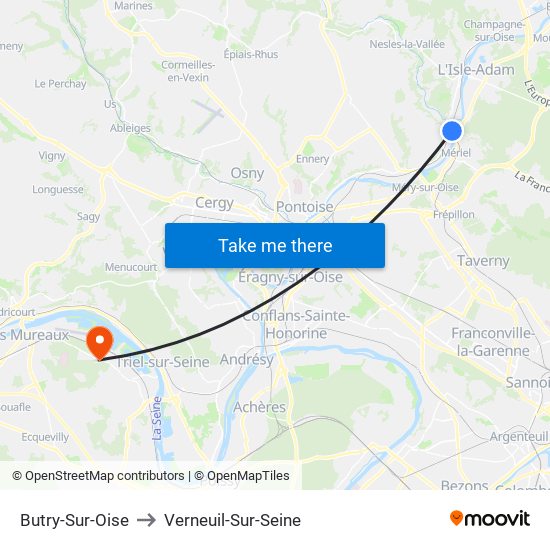 Butry-Sur-Oise to Verneuil-Sur-Seine map