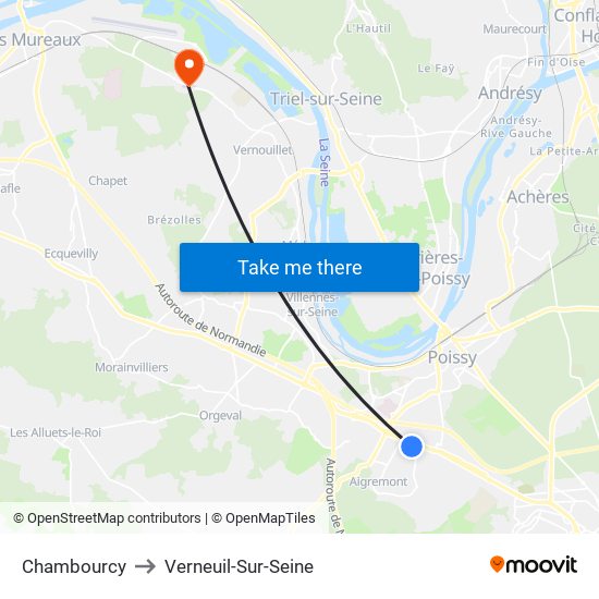 Chambourcy to Verneuil-Sur-Seine map