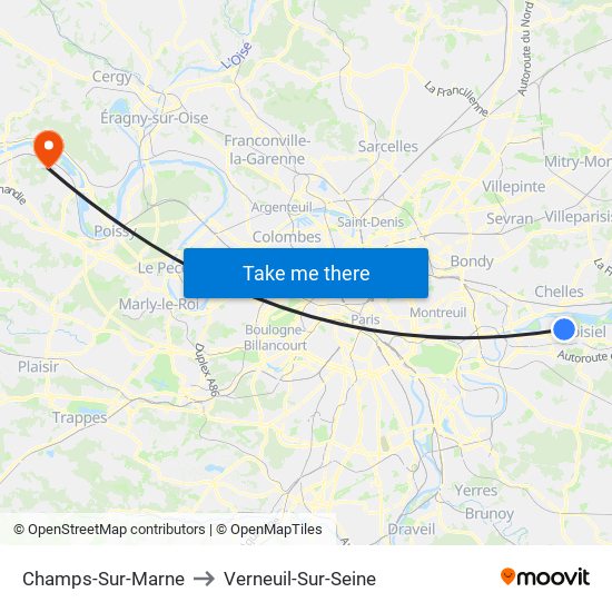 Champs-Sur-Marne to Verneuil-Sur-Seine map
